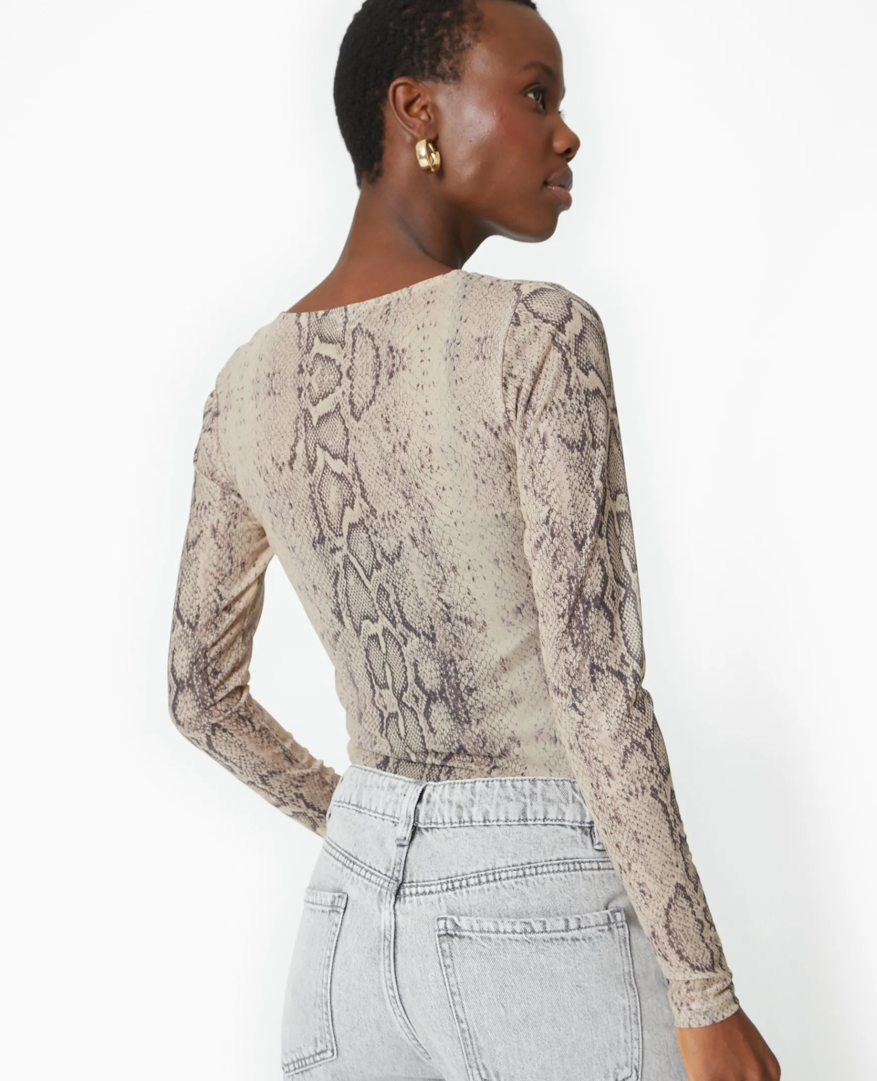 Pimkie Toute La Collection|T-Shirt Et Top^Top Manches Longues En Résille Motif Python -