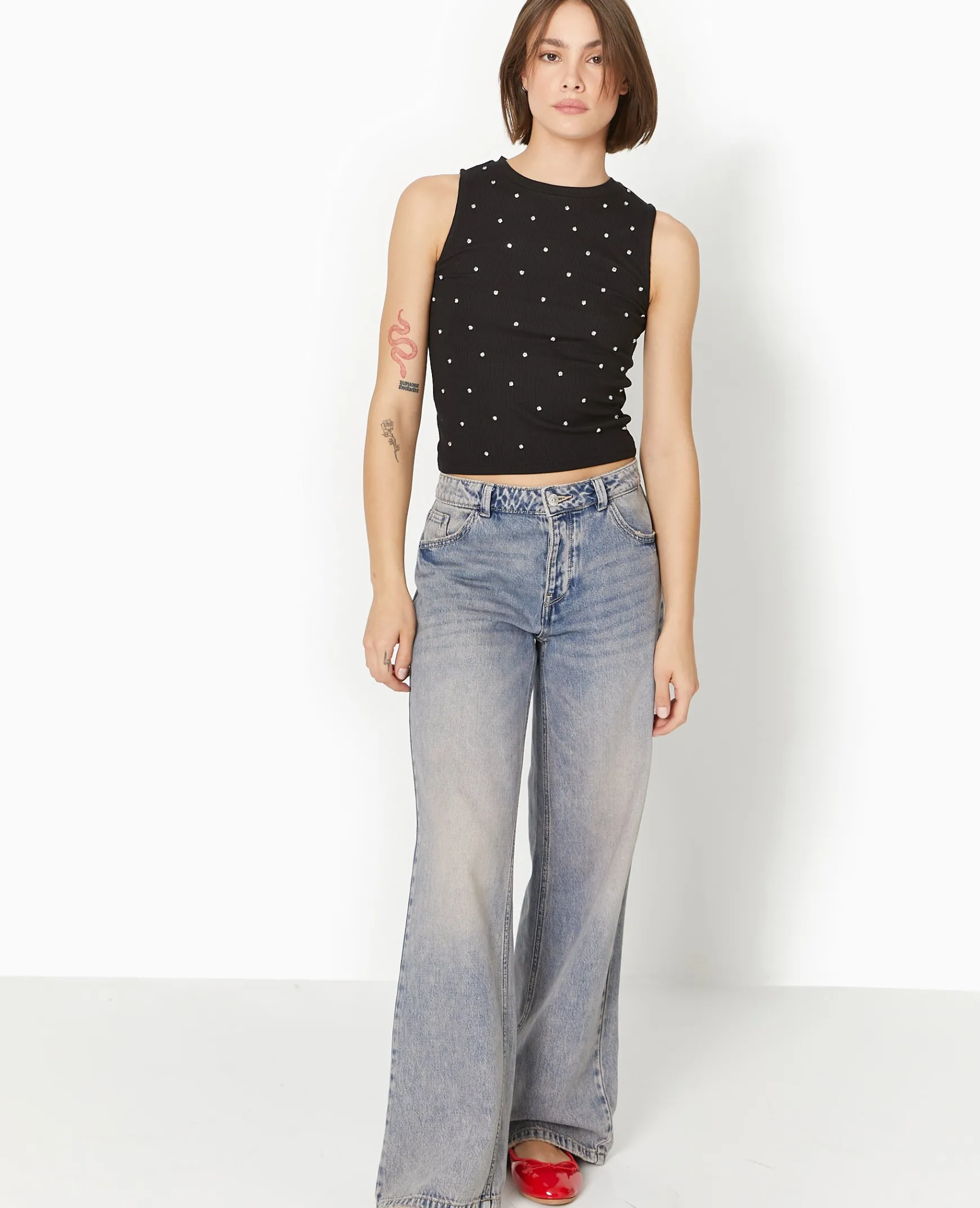 Pimkie Toute La Collection|T-Shirt Et Top^Top Sans Manches Avec Strass En All Over -