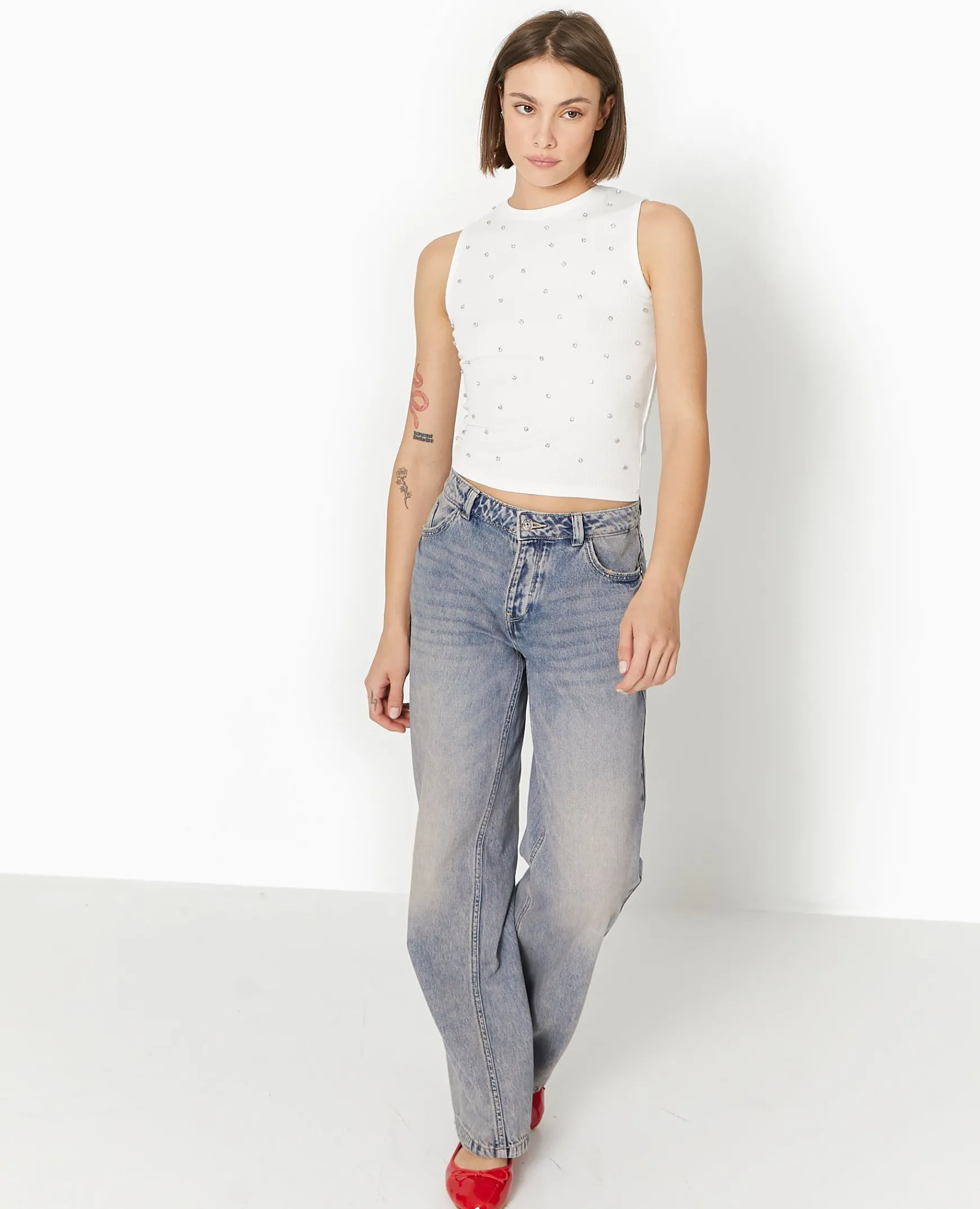 Pimkie Toute La Collection|T-Shirt Et Top^Top Sans Manches Avec Strass En All Over -