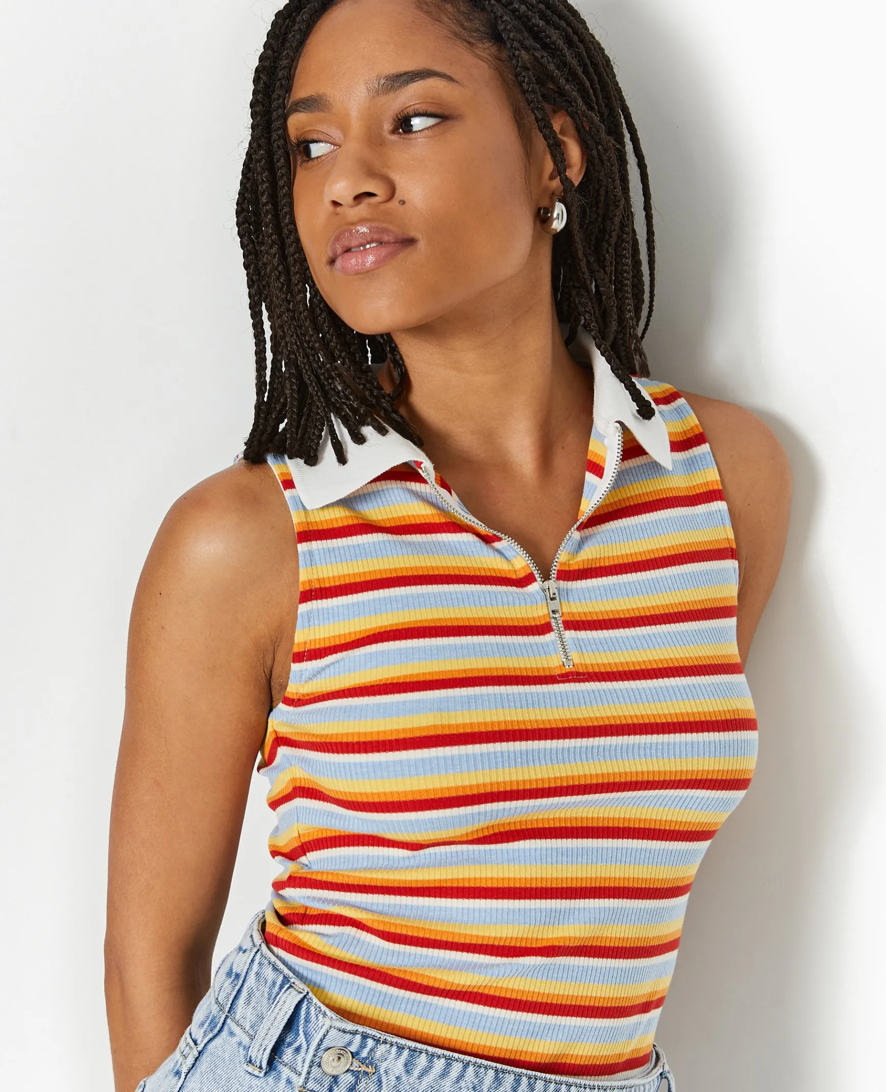 Pimkie Toute La Collection|T-Shirt Et Top^Top Zippé Sans Manches Avec Col Polo -