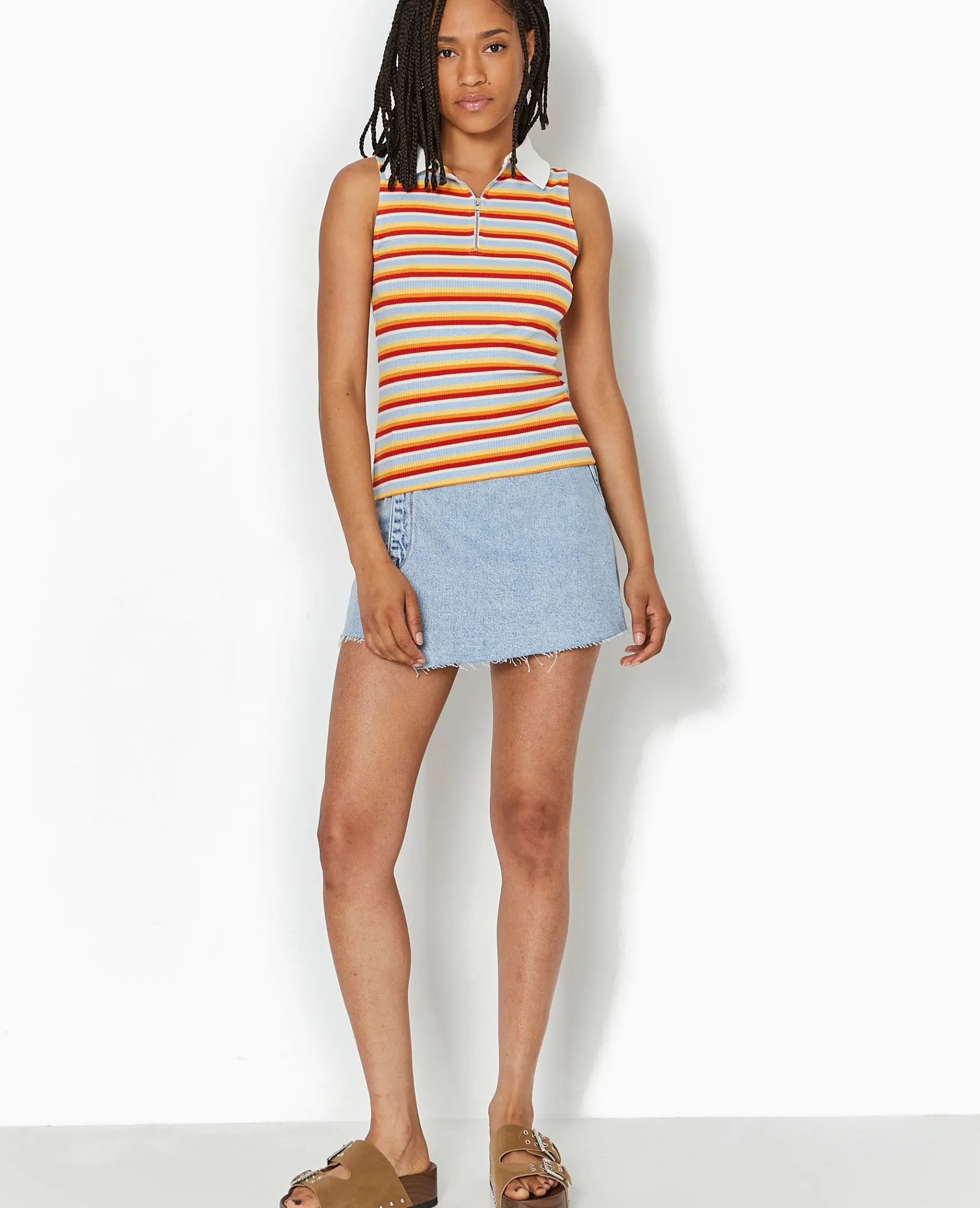 Pimkie Toute La Collection|T-Shirt Et Top^Top Zippé Sans Manches Avec Col Polo -