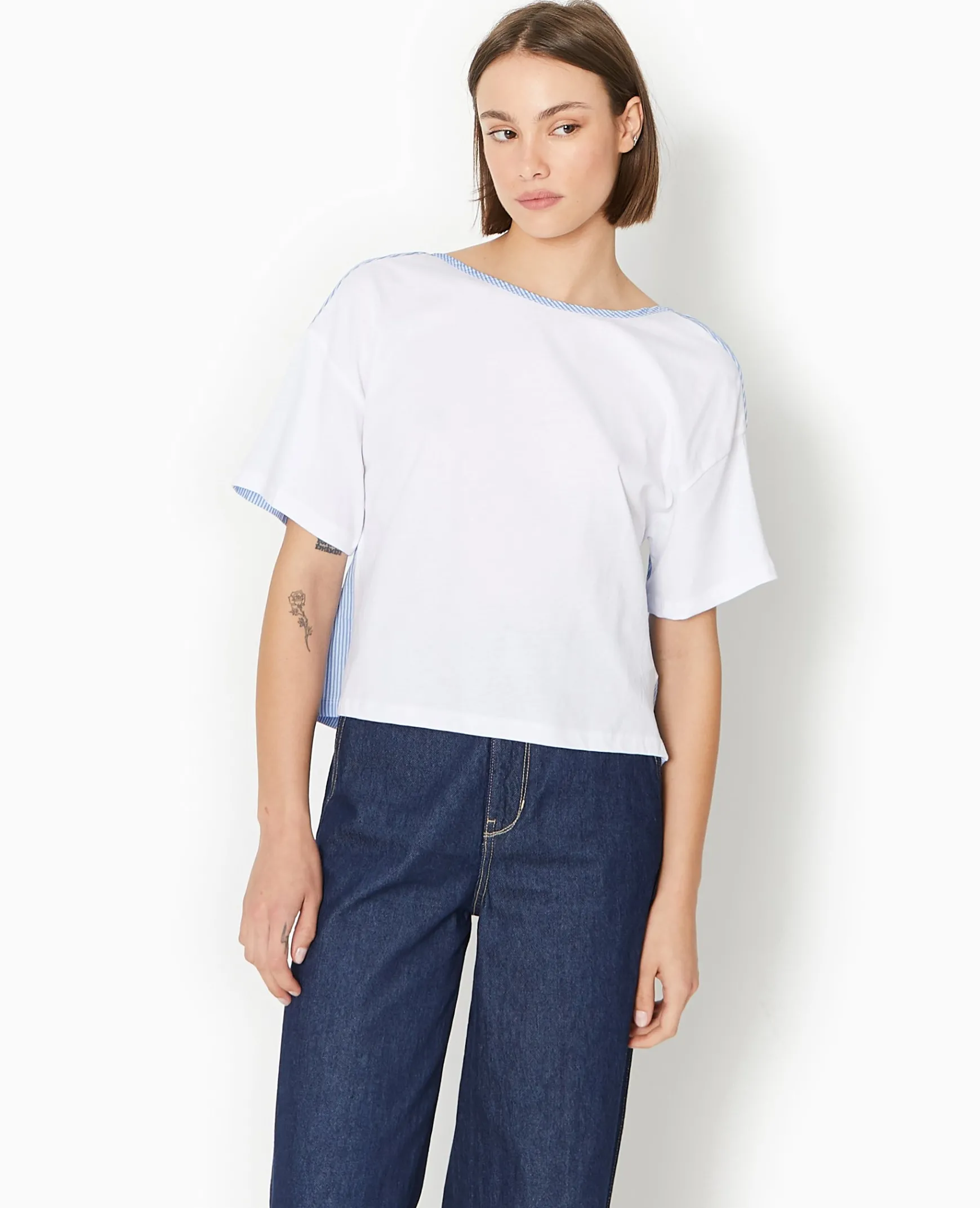 Pimkie T-Shirt Et Top^T-shirt Bi-matiè;re Avec Nouettes Dos -