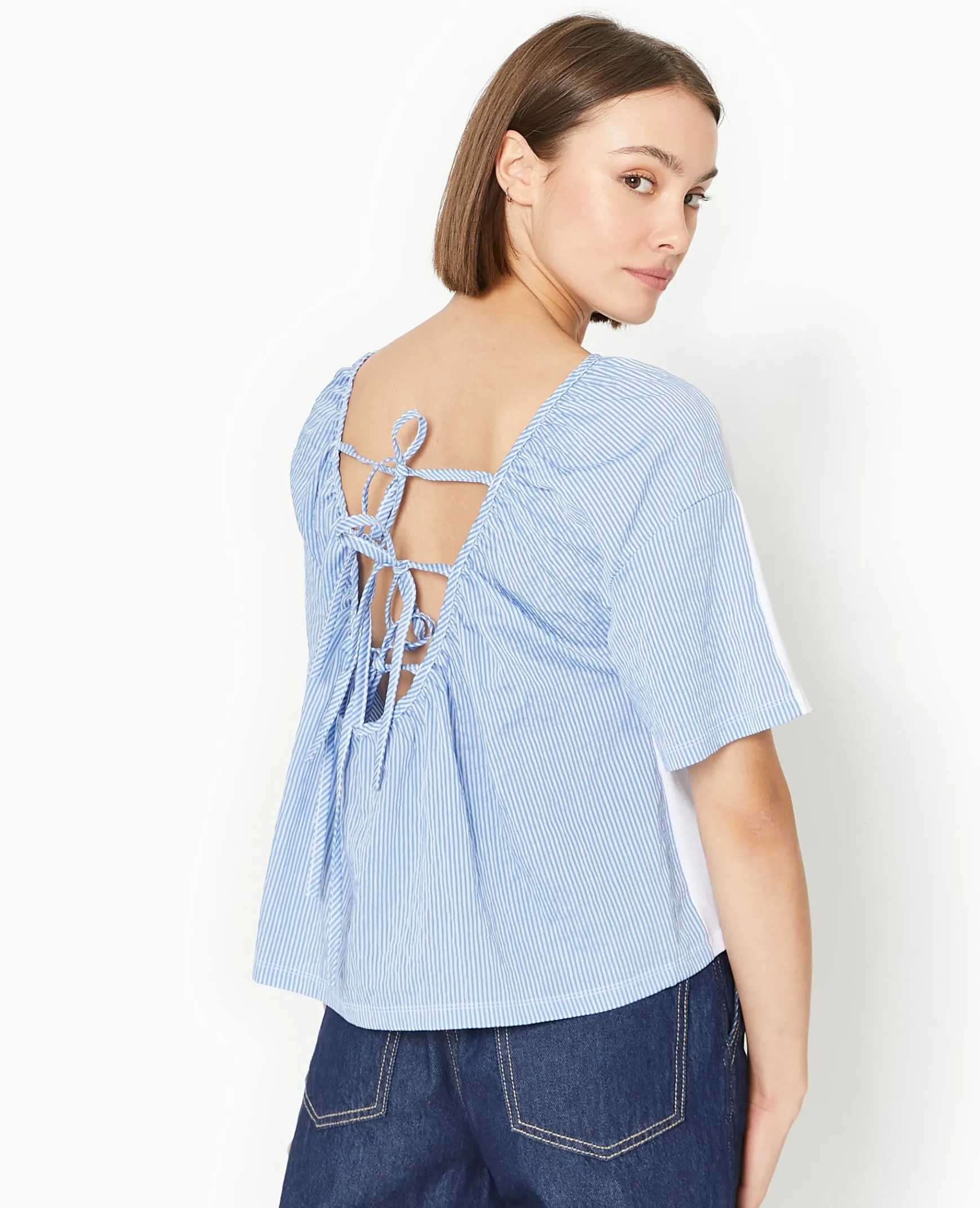 Pimkie T-Shirt Et Top^T-shirt Bi-matiè;re Avec Nouettes Dos -
