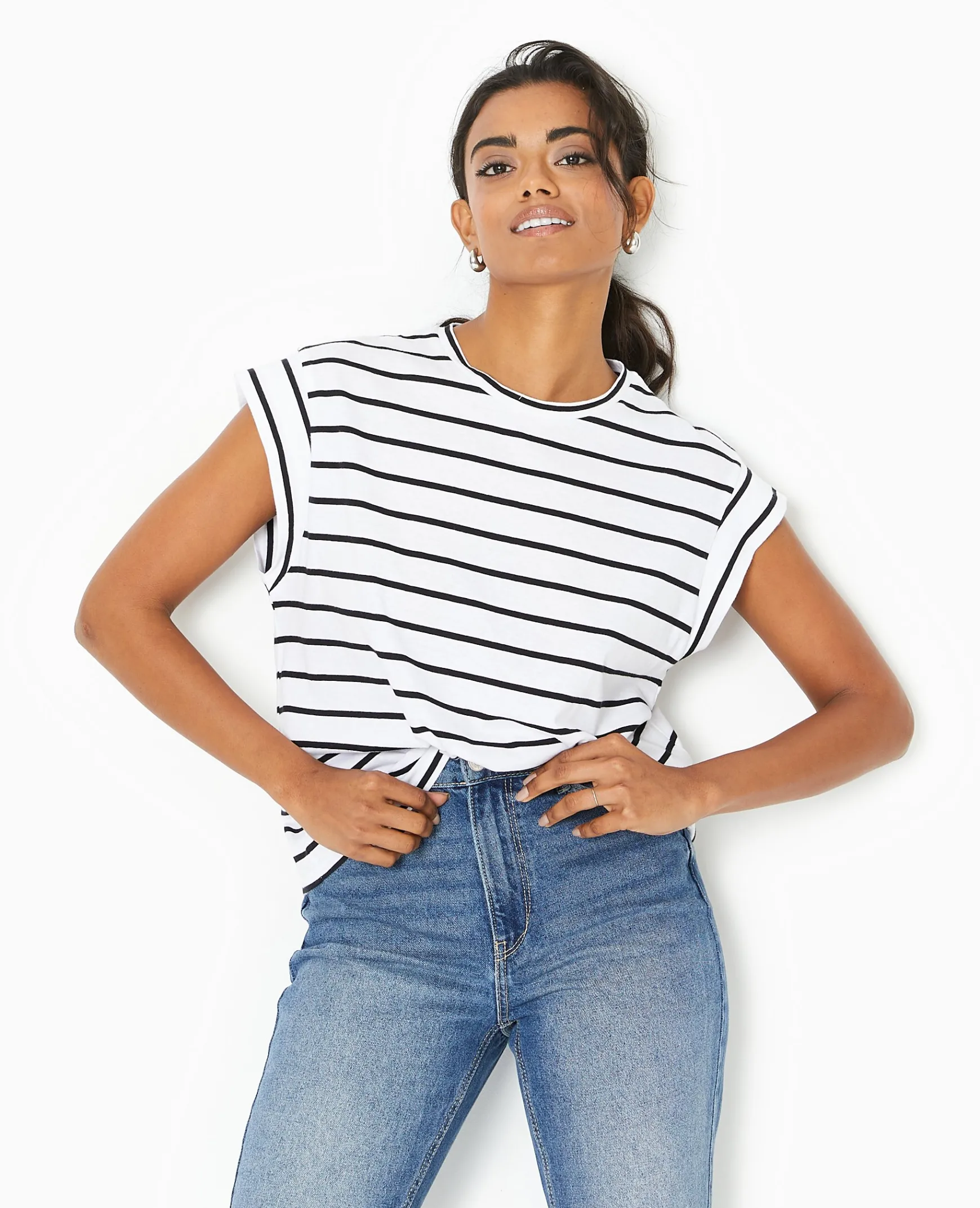 Pimkie Pimkie Positive|T-Shirt Et Top^T-shirt Oversize Sans Manches Rayé -