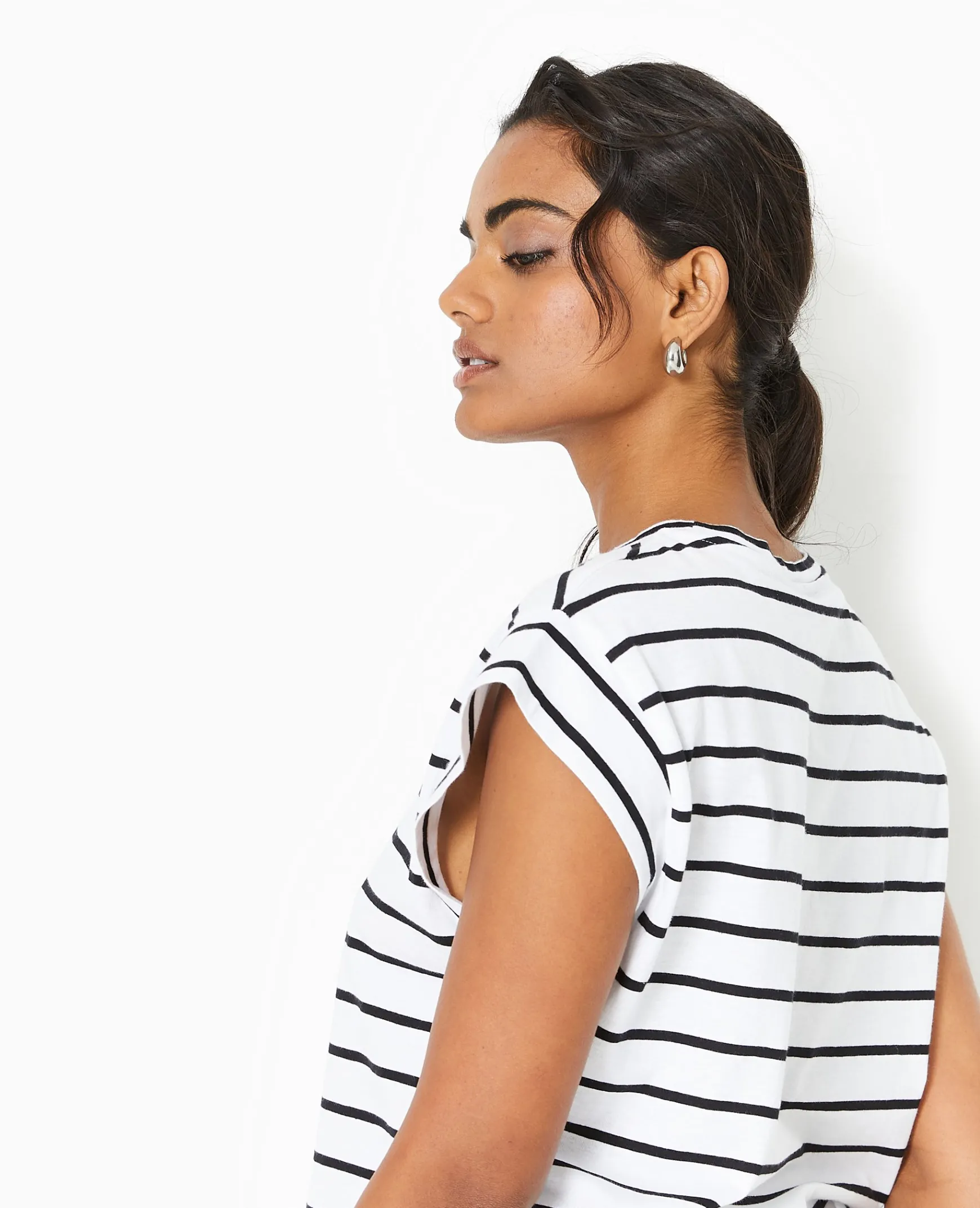 Pimkie Pimkie Positive|T-Shirt Et Top^T-shirt Oversize Sans Manches Rayé -