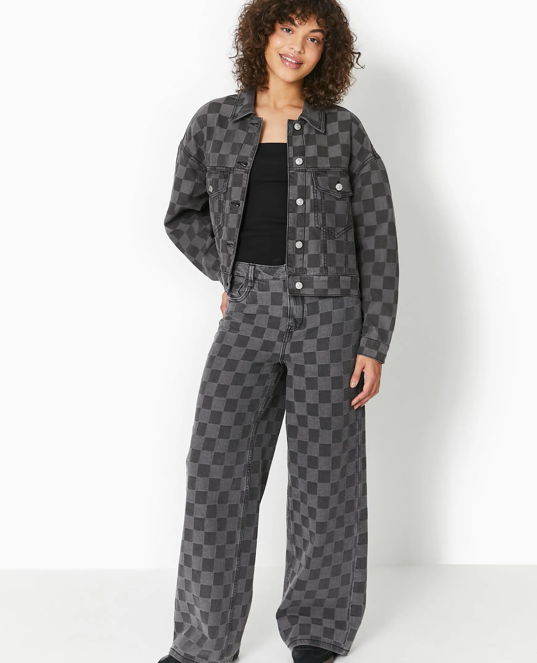 Pimkie Veste Et Blazer^Veste Courte En Jean Motif Damiers -