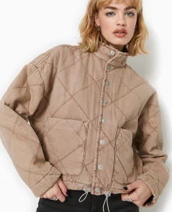 Pimkie Manteau Et Blouson|Veste Et Blazer^Veste Matelassée En Jean Délavé Acid Wash -